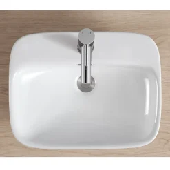 Homesight Vasque semi-encastrée rectangulaire céramique blanc Carla