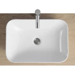 Homesight Vasque semi-encastrée rectangulaire céramique blanc Theodor