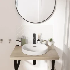 Homesight Vasque semi-encastrée ronde céramique blanc Carla