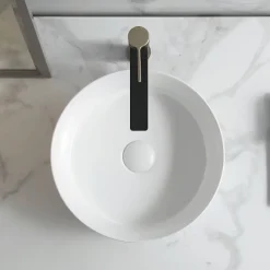 Vasque À Encastrer|Homesight Vasque semi-encastrée ronde céramique blanc Aito