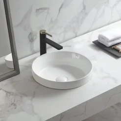 Vasque À Encastrer|Homesight Vasque semi-encastrée ronde céramique blanc Aito