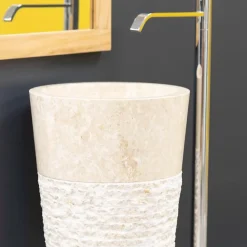 Lavabo|Wanda Collection Vasque sur pied conique en marbre Florence crème