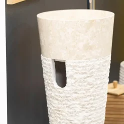 Lavabo|Wanda Collection Vasque sur pied conique en marbre Florence crème