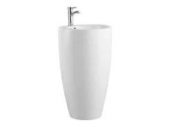 Vente-unique Vasque sur pied cylindrique blanche - D50 x H83 cm - MILOS II
