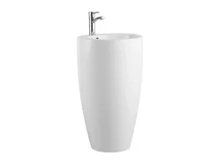 Vente-unique Vasque sur pied cylindrique blanche - D50 x H83 cm - MILOS II