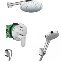 Hansgrohe Vernis Blend Set de douche tout en 1 avec Douche de tête 205mm + Douchette 2 jets, Chrome (VernisBlend-1)