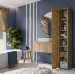 Colonne De Salle De Bains|Topeshop VERONA - Armoire Colonne de salle de bain - 170x30x30 - Meuble rangement salle de bain