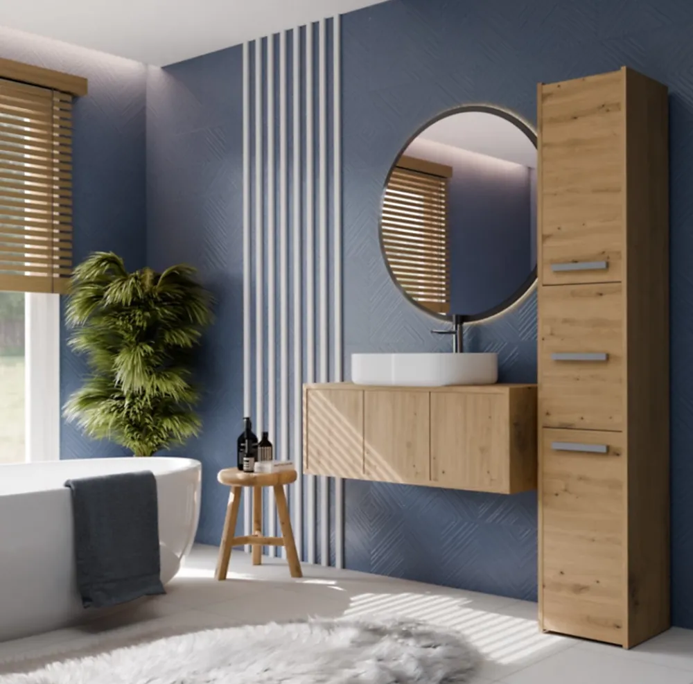 Colonne De Salle De Bains|Topeshop VERONA - Armoire Colonne de salle de bain - 170x30x30 - Meuble rangement salle de bain
