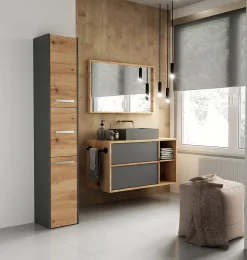 Colonne De Salle De Bains|Topeshop VERONA - Armoire de salle de bains - 170x30x30 cm - Meuble colonne de rangement SDB