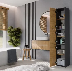 Colonne De Salle De Bains|Topeshop VERONA - Armoire de salle de bains - 170x30x30 cm - Meuble colonne de rangement SDB