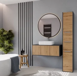 Colonne De Salle De Bains|Topeshop VERONA - Armoire de salle de bains - 170x30x30 cm - Meuble colonne de rangement SDB