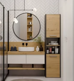 Colonne De Salle De Bains|Topeshop VERONA - Armoire de salle de bains - 170x40x30 cm - Meuble colonne de rangement SDB