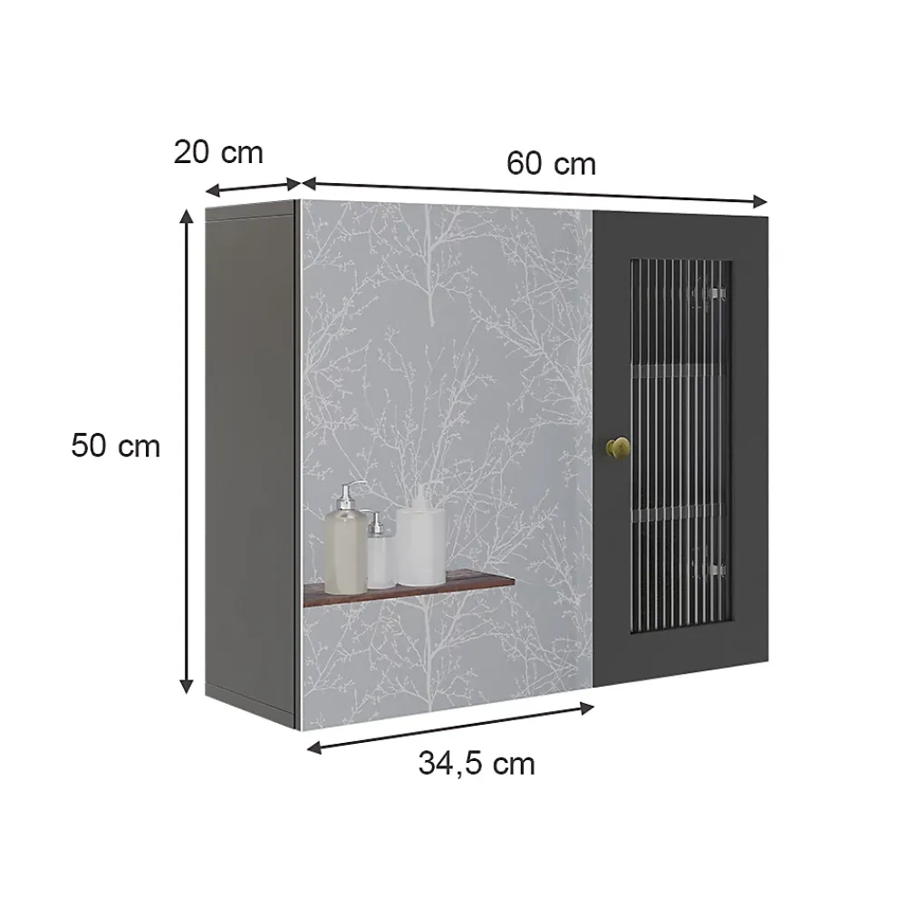 Armoire De Toilette|Vicco Gris 60x50cm avec miroir
