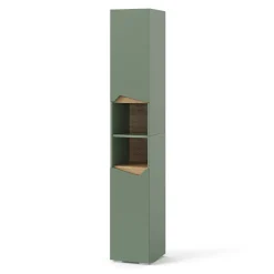 Colonne De Salle De Bains|Vicco Vert/Artisan 30x180cm avec portes et compartiments ouverts