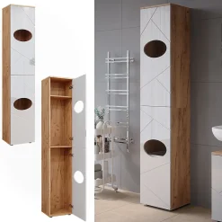 Vicco Armoire à linge Chêne doré/blanc brillant 37.2x192cm