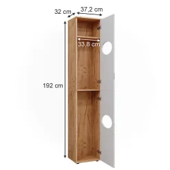 Vicco Armoire à linge Chêne doré/blanc brillant 37.2x192cm