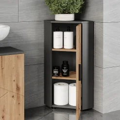 Armoire De Salle De Bains|Vicco Armoire dangle Anthracite/Artisan 33x81cm avec 3 étagères