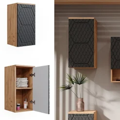 Vicco Armoire de salle de bain Anthracite avec structure en nid dabeille 30x59cm 2 compartiments, salle de bain