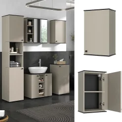 Armoire De Salle De Bains|Vicco Armoire de salle de bain Grège 37x60cm