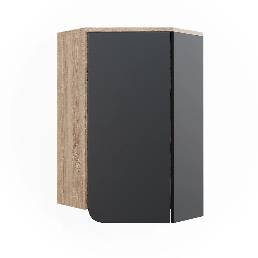 Vicco Armoire de salle de bain Anthracite 50x75cm avec porte et compartiments ouverts