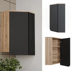 Vicco Armoire de salle de bain Anthracite 50x75cm avec porte et compartiments ouverts