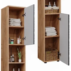 Colonne De Salle De Bains|Vicco Armoire de salle de bain Anthracite avec structure en nid dabeille 30x192cm