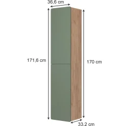Colonne De Salle De Bains|Vicco Armoire de salle de bain Vert/force de lor Chêne 36.6x171.6cm