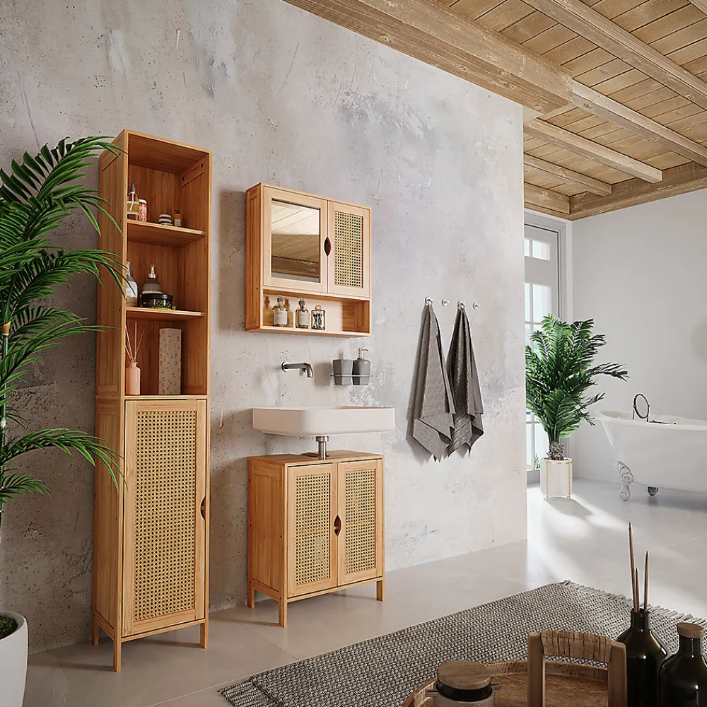 Vicco Armoire de salle de bain Bambou 30x170cm