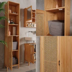 Vicco Armoire de salle de bain Bambou 30x170cm