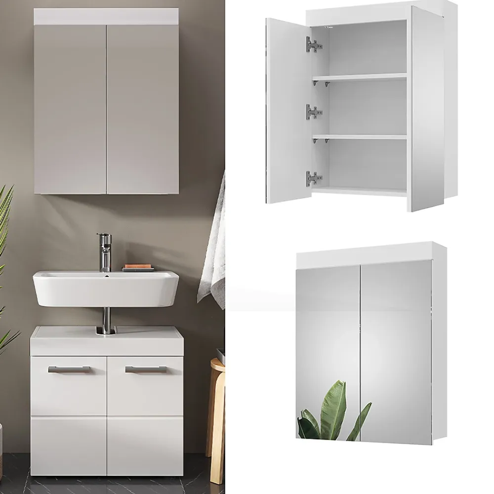 Armoire De Toilette|Vicco Armoire de toilette Blanc 60x77cm