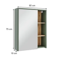 Armoire De Toilette|Vicco Armoire de toilette Vert/Artisan 60x75cm