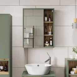 Armoire De Toilette|Vicco Armoire de toilette Vert/Artisan 60x75cm