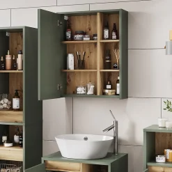Armoire De Toilette|Vicco Armoire de toilette Vert/Artisan 60x75cm