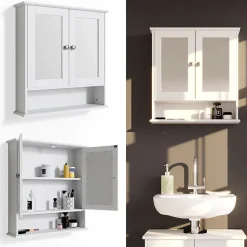 Armoire De Toilette|Vicco Armoire de toilette Blanc 56x58cm