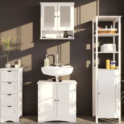 Armoire De Toilette|Vicco Armoire de toilette Blanc 56x58cm