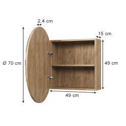 Vicco Armoire de toilette Chêne de force doré 70x70cm avec 2 compartiments
