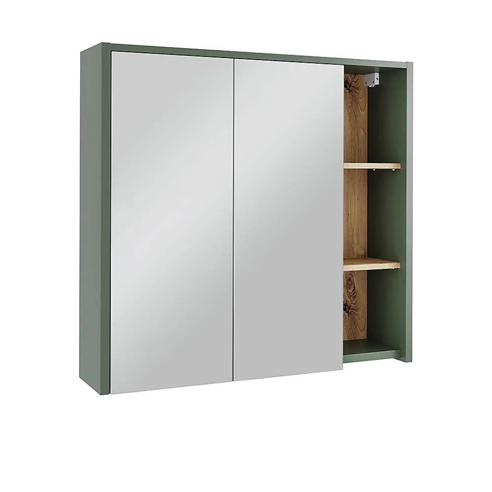 Vicco Armoire de toilette Vert/Artisan 80x75cm avec des étagères ouvertes