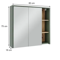 Vicco Armoire de toilette Vert/Artisan 80x75cm avec des étagères ouvertes