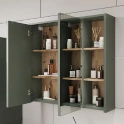 Vicco Armoire de toilette Vert/Artisan 80x75cm avec des étagères ouvertes