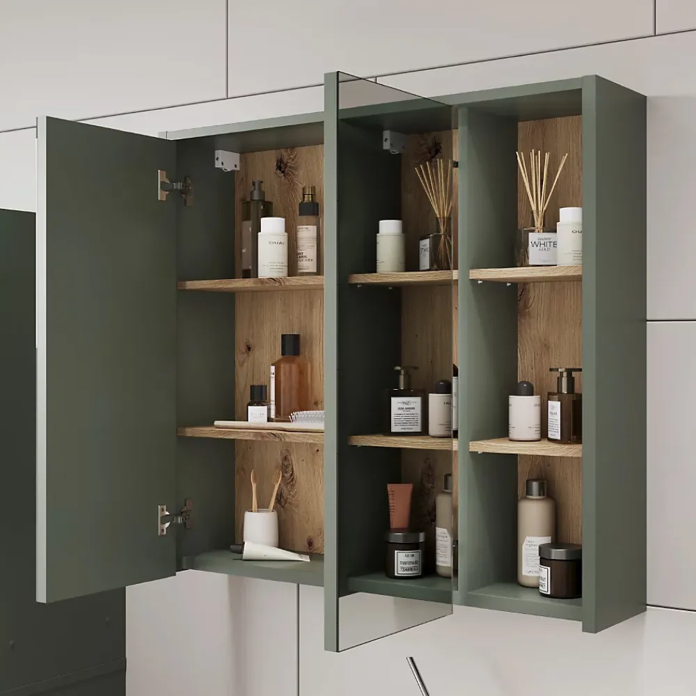 Vicco Armoire de toilette Vert/Artisan 80x75cm avec des étagères ouvertes