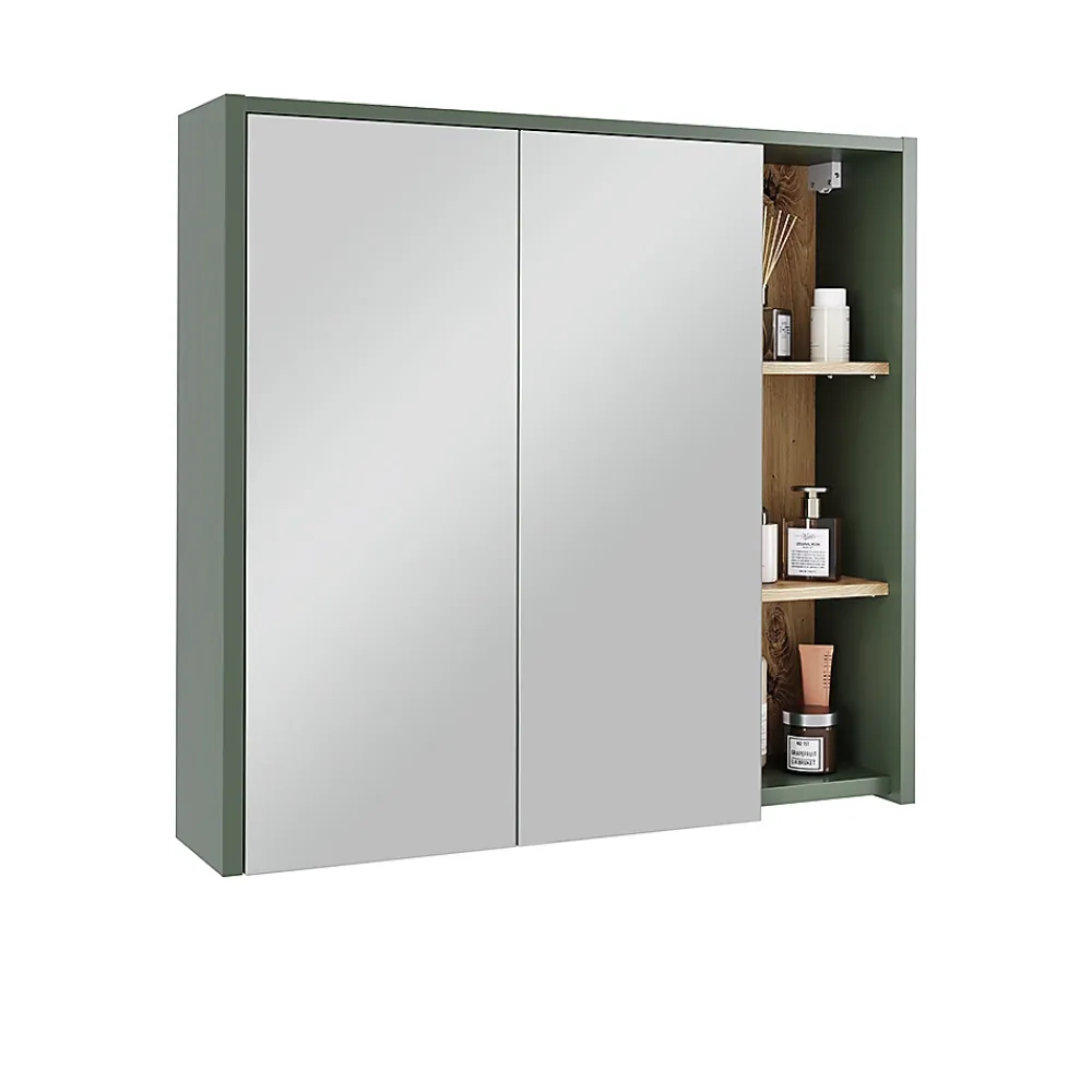 Vicco Armoire de toilette Vert/Artisan 80x75cm avec des étagères ouvertes