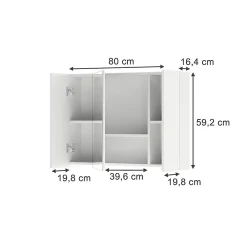 Armoire De Toilette|Vicco Armoire de toilette Blanc 80x59.2cm avec des étagères