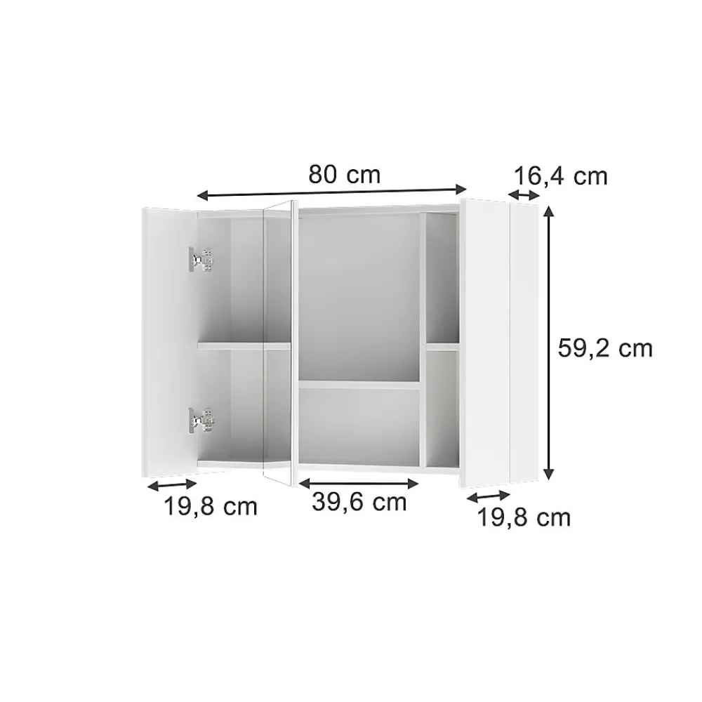 Armoire De Toilette|Vicco Armoire de toilette Blanc 80x59.2cm avec des étagères