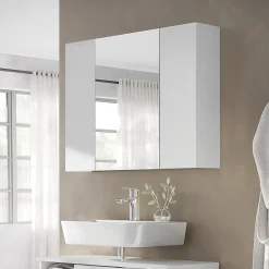 Armoire De Toilette|Vicco Armoire de toilette Blanc 80x59.2cm avec des étagères