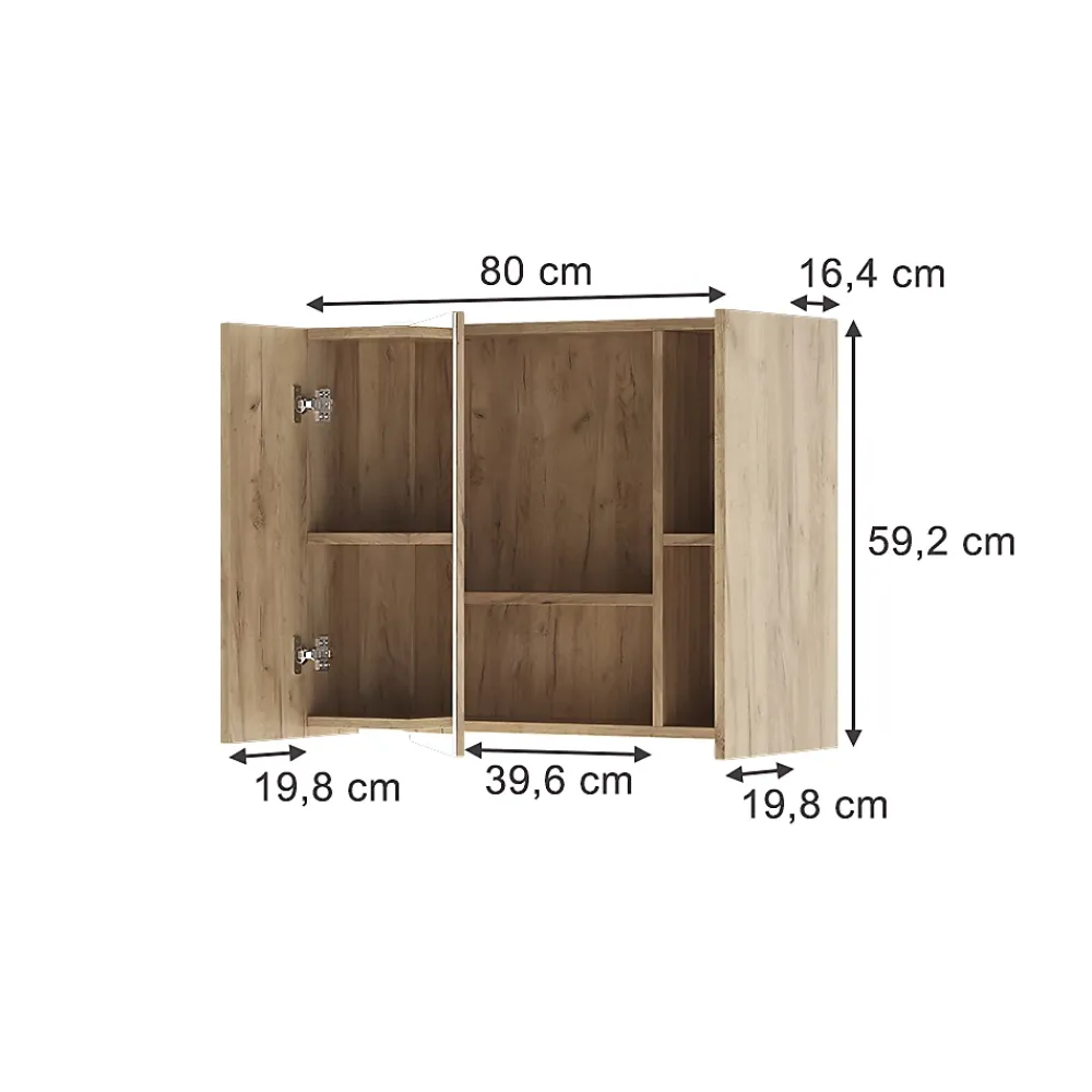 Vicco Armoire de toilette Chêne de force doré 80x59.2cm avec des étagères