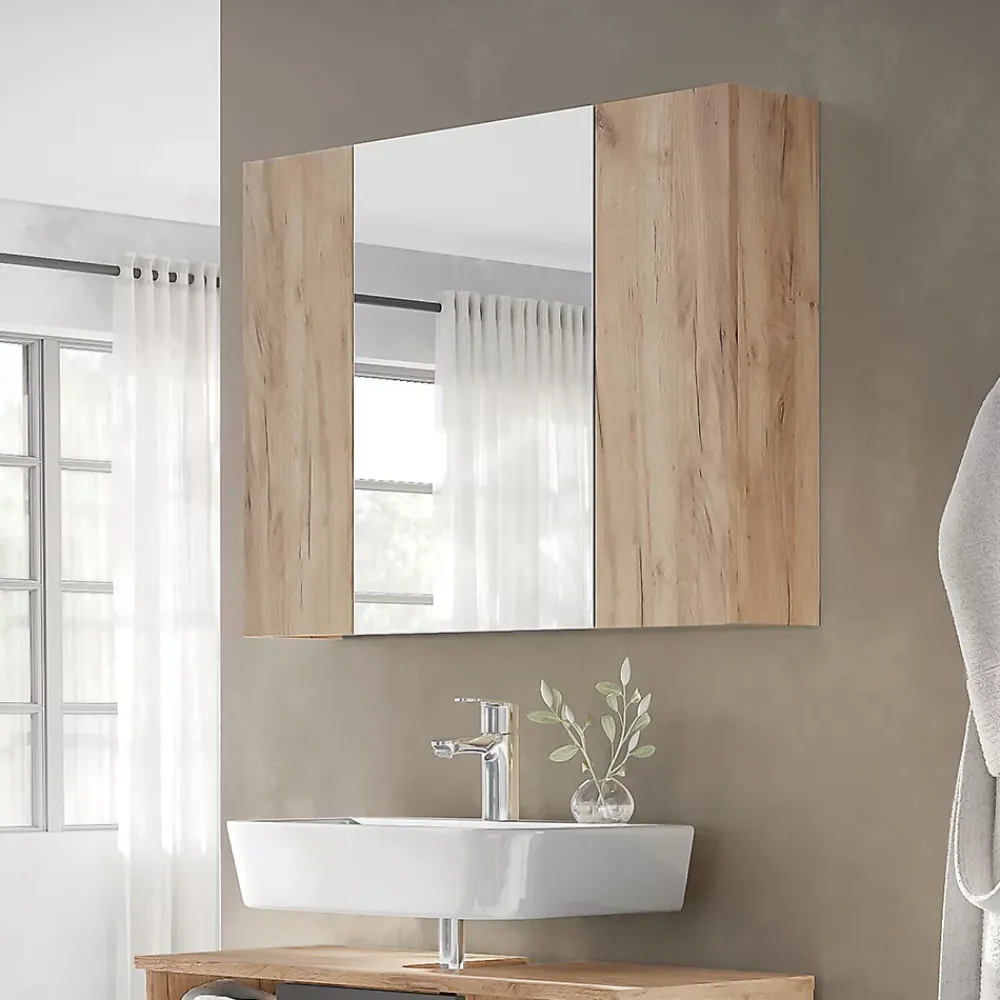 Vicco Armoire de toilette Chêne de force doré 80x59.2cm avec des étagères