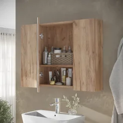 Vicco Armoire de toilette Chêne de force doré 80x59.2cm avec des étagères