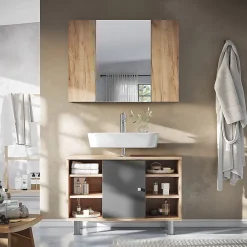 Vicco Armoire de toilette Chêne de force doré 80x59.2cm avec des étagères