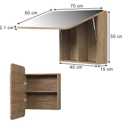 Armoire De Toilette|Vicco Armoire de toilette Chêne de force doré 70x50cm avec des étagères