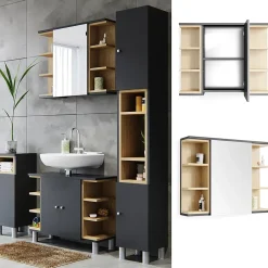 Armoire De Toilette|Vicco Armoire de toilette Anthracite 79.6x64cm